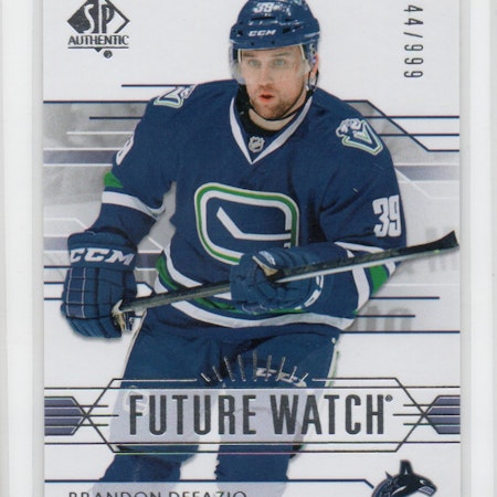 2014-15 SP Authentic #250 Brandon Defazio RC (20-X313-CANUCKS)