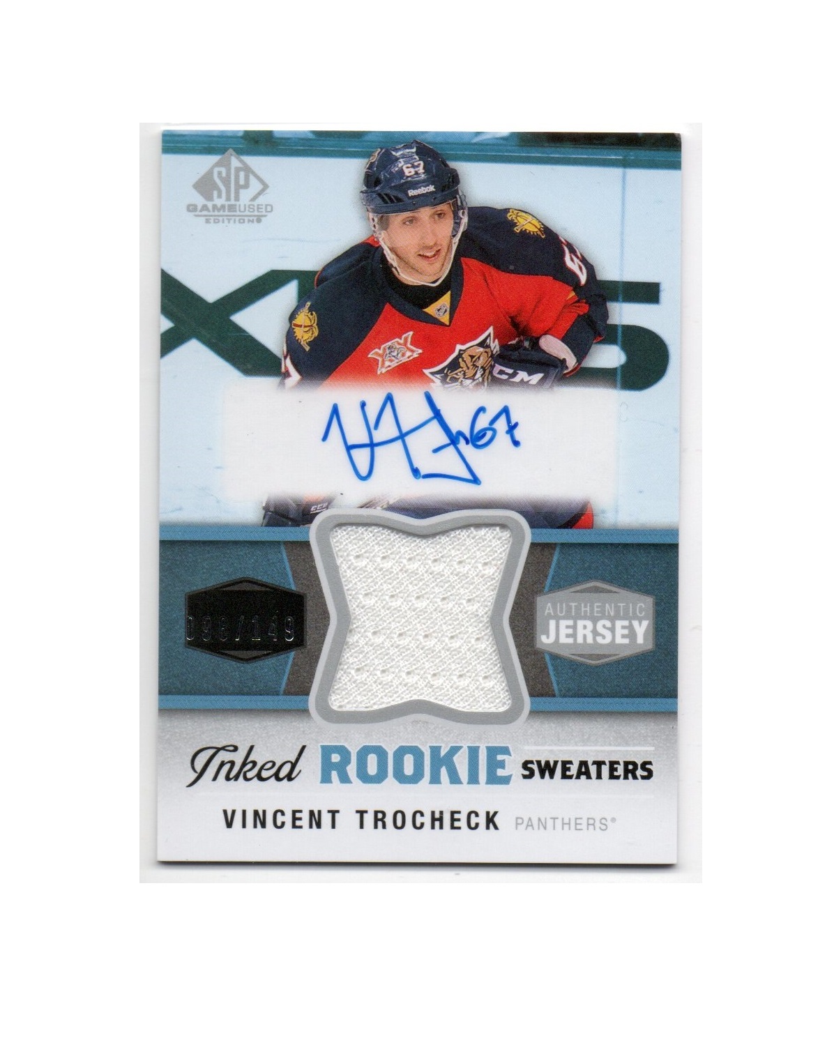 2014-15 SP Game Used Inked Rookie Sweaters #IRSVT Vincent Trocheck (60-X143-NHLPANTHERS)