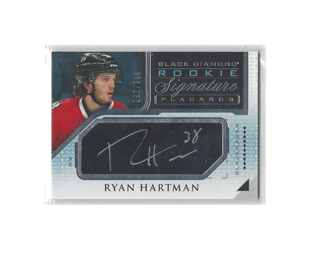 2015-16 Black Diamond Rookie Signature Placards #RSPRH Ryan Hartman (80-275x5-BLACKHAWKS)