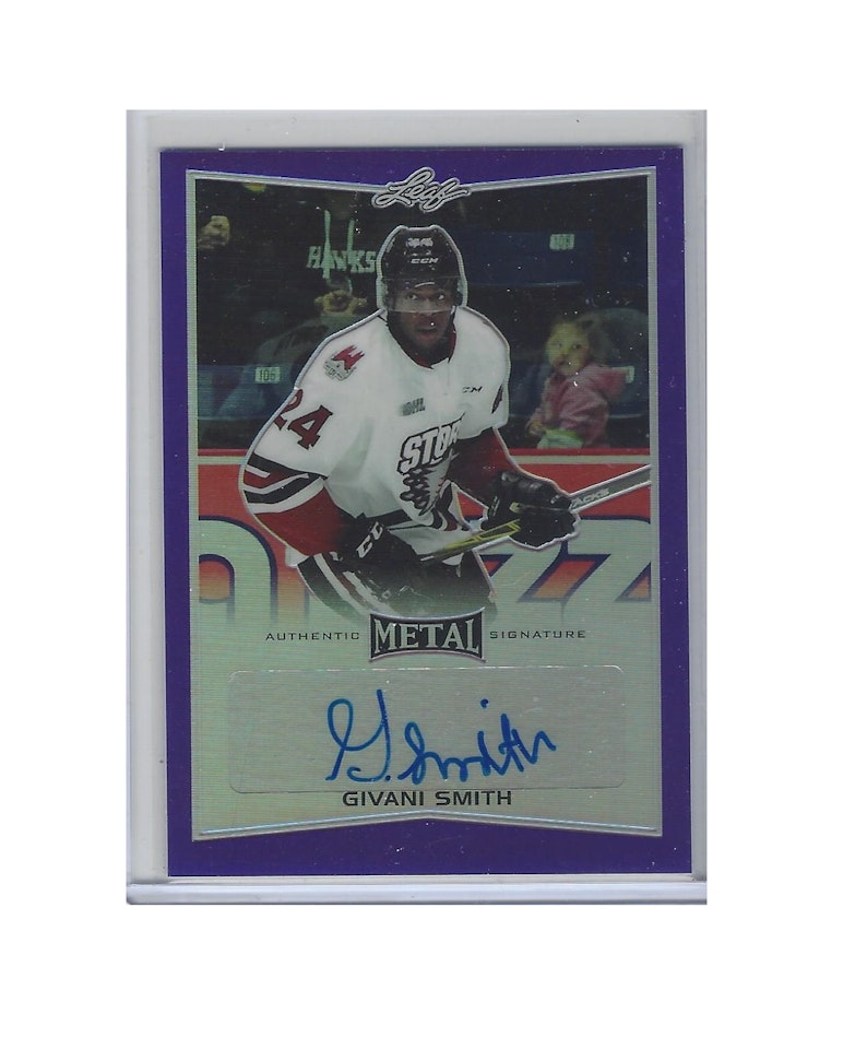 2015-16 Leaf Metal Prismatic Purple #BAGS2 Givani Smith (100-X38-RED WINGS)