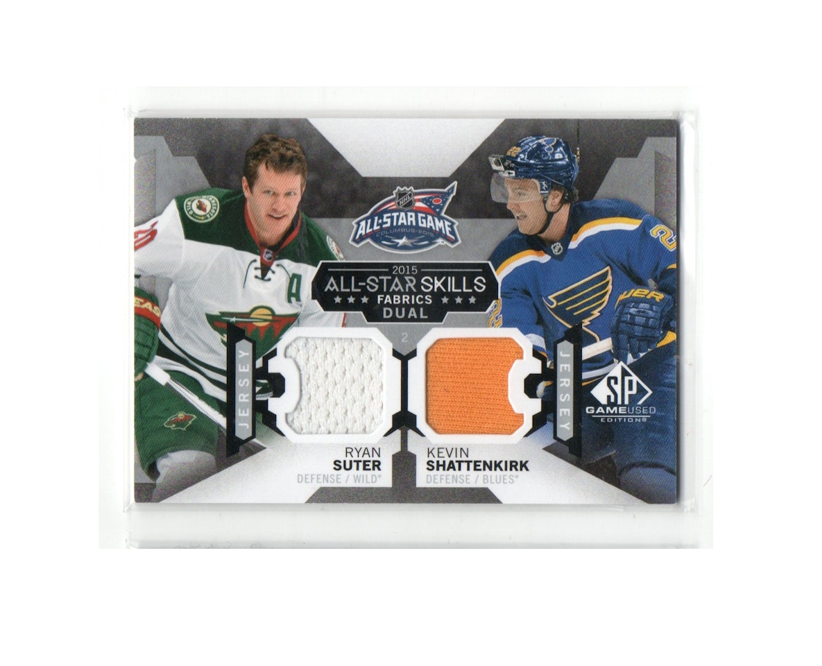 2015-16 SP Game Used All-Star Skills Dual Fabrics #AS218 Ryan Suter Kevin Shattenkirk (25-X229-GAMEUSED-NHLWILD-BLUES)