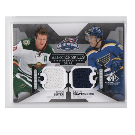 2015-16 SP Game Used All-Star Skills Dual Fabrics #AS218 Ryan Suter Kevin Shattenkirk (25-X230-GAMEUSED-NHLWILD-BLUES)