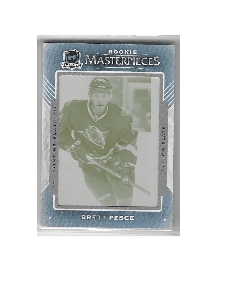 2015-16 The Cup Printing Plates Upper Deck Ice Yellow #159 Brett Pesce (100-X111-HURRICANES)