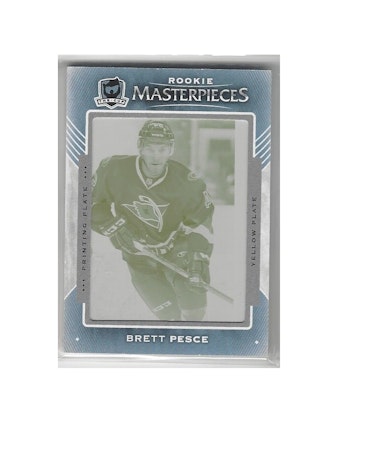2015-16 The Cup Printing Plates Upper Deck Ice Yellow #159 Brett Pesce (100-X111-HURRICANES)