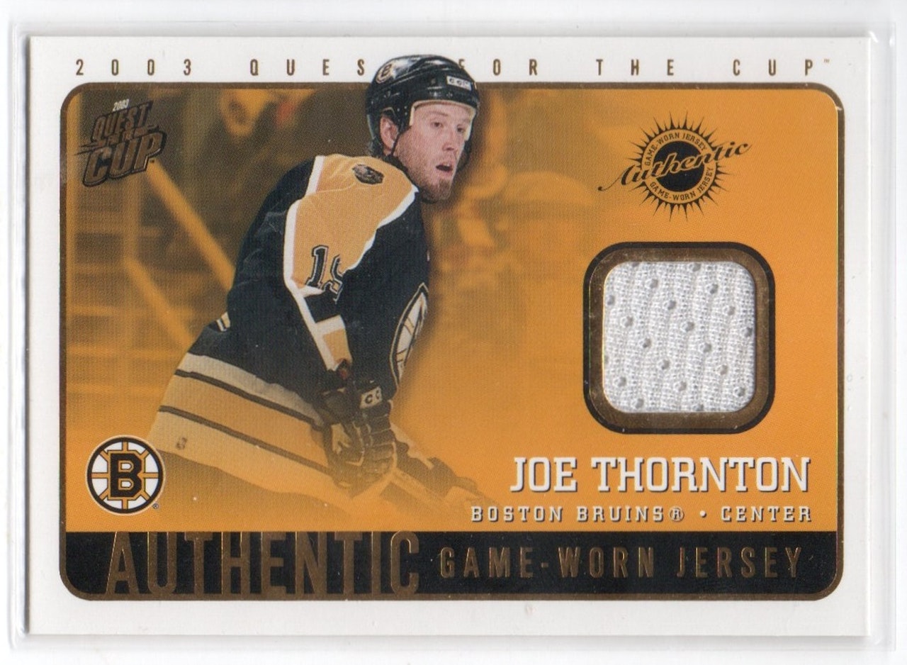 2002-03 Pacific Quest For the Cup Jerseys #3 Joe Thornton (40-X317-BRUINS)