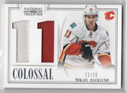 2013-14 Panini National Treasures Colossal Jerseys Prime Number #42 Mikael Backlund (40-X317-FLAMES)