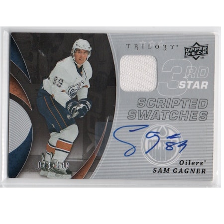 2008-09 Upper Deck Trilogy Scripted Swatches Third Star #3RDSM Sam Gagner (100-X77-OILERS)