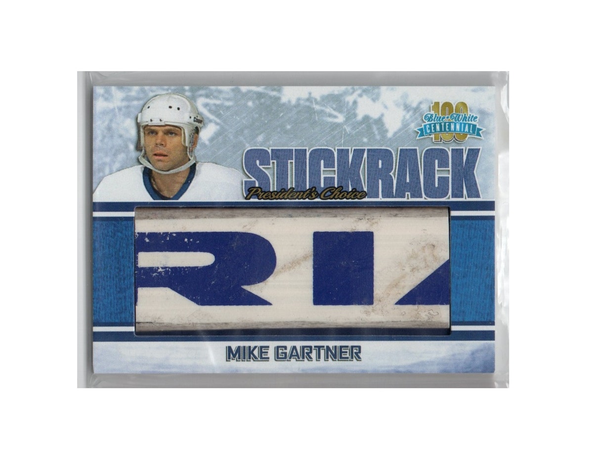 2016-17 Blue and White Centennial Stick Rack Single #SR5 Mike Gartner (400-X222-MAPLE LEAFS)
