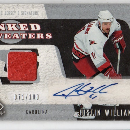 2006-07 SP Game Used Inked Sweaters #ISJW Justin Williams (100-X328-HURRICANES)