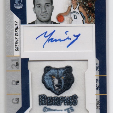 2010-11 Playoff Contenders Patches #127 Greivis Vasquez AU RC (100-X45-NBAGRIZZLIES)