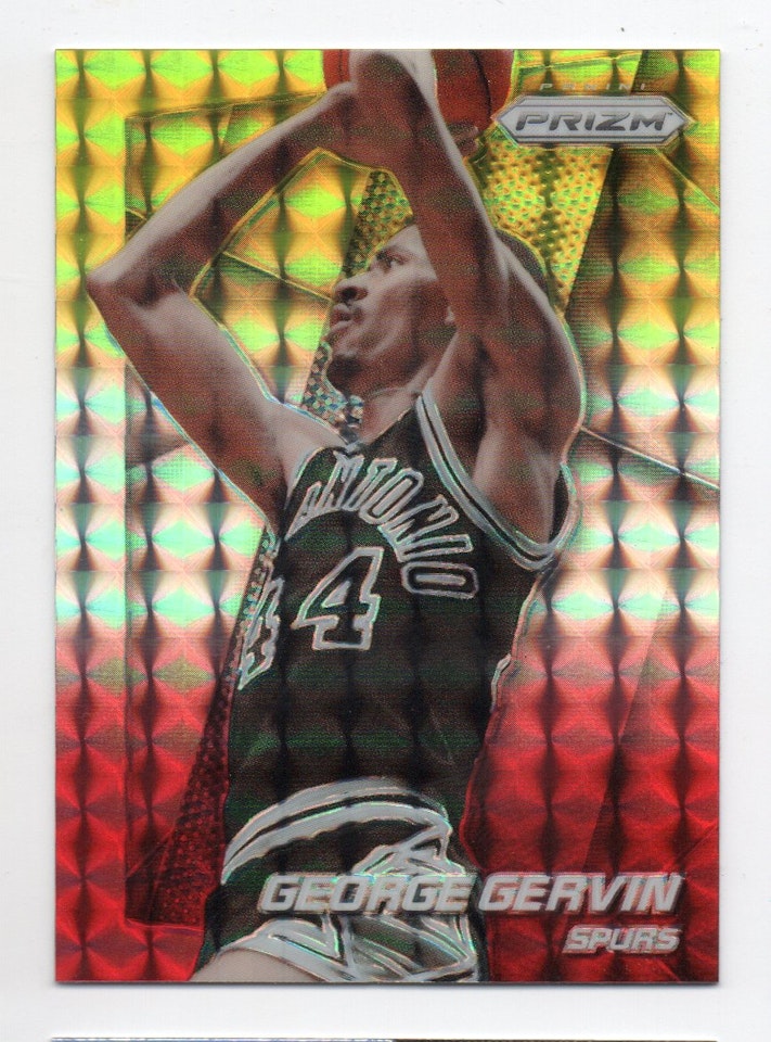 2014-15 Panini Prizm Prizms Yellow and Red Mosaic #219 George Gervin (30-X326-NBASPURS)
