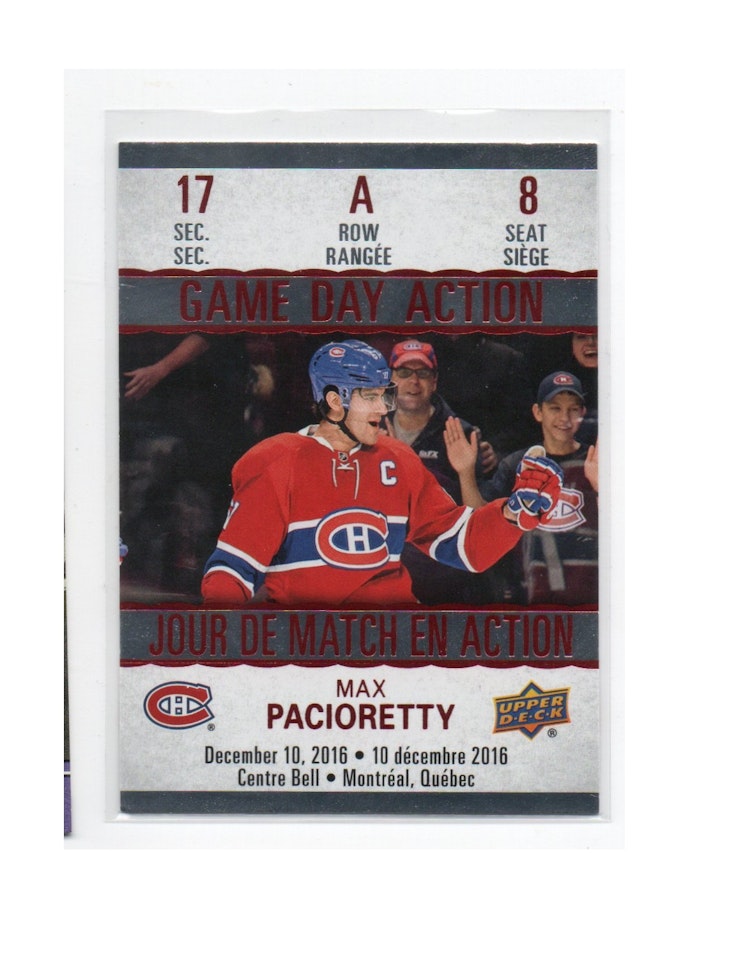 2017-18 Upper Deck Tim Hortons Game Day Action #GDA8 Max Pacioretty (12-X283-CANADIENS)