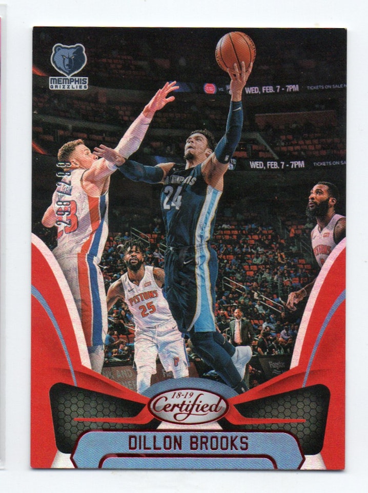 2018-19 Certified Mirror Red #33 Dillon Brooks (15-X310-NBAGRIZZLIES)
