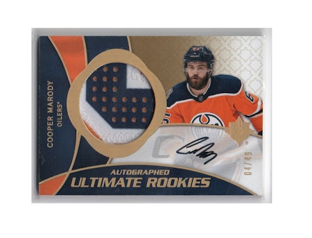 2018-19 Ultimate Collection '08-09 Retro Rookies Patch Autographs #RRPAMA Cooper Marody (200-D1-OILERS)
