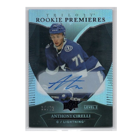 2018-19 Upper Deck Trilogy Black #89 Anthony Cirelli AU (200-X147-LIGHTNING)