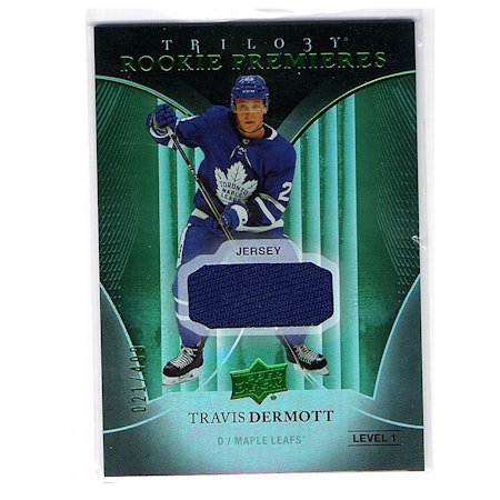 2018-19 Upper Deck Trilogy Green #63 Travis Dermott JSY (50-X100-MAPLE LEAFS)