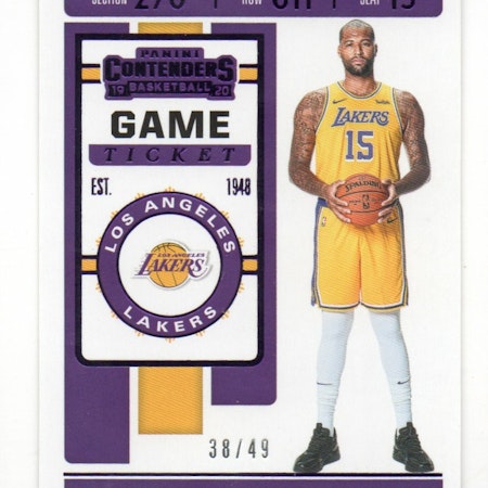 2019-20 Panini Contenders Game Ticket Purple #26 DeMarcus Cousins (50-X309-NBALAKERS)