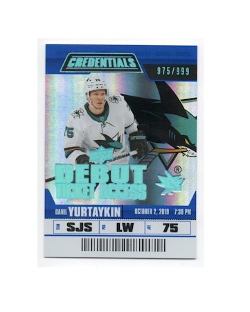 2019-20 Upper Deck Credentials #86 Danil Yurtaykin RC (15-X66-SHARKS)