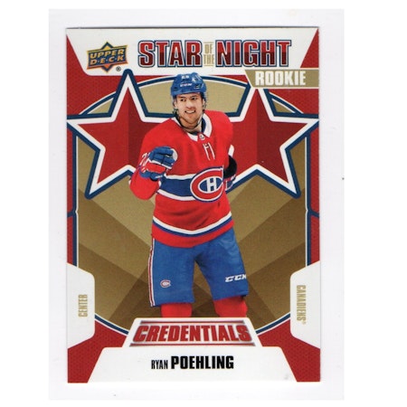 2019-20 Upper Deck Credentials 2nd Star of the Night #2S09 Ryan Poehling (15-X29-CANADIENS)