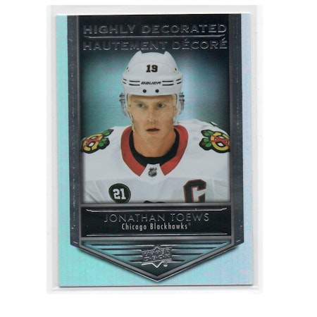 2019-20 Upper Deck Tim Hortons Highly Decorated #HD7 Jonathan Toews (15-X50-BLACKHAWKS)