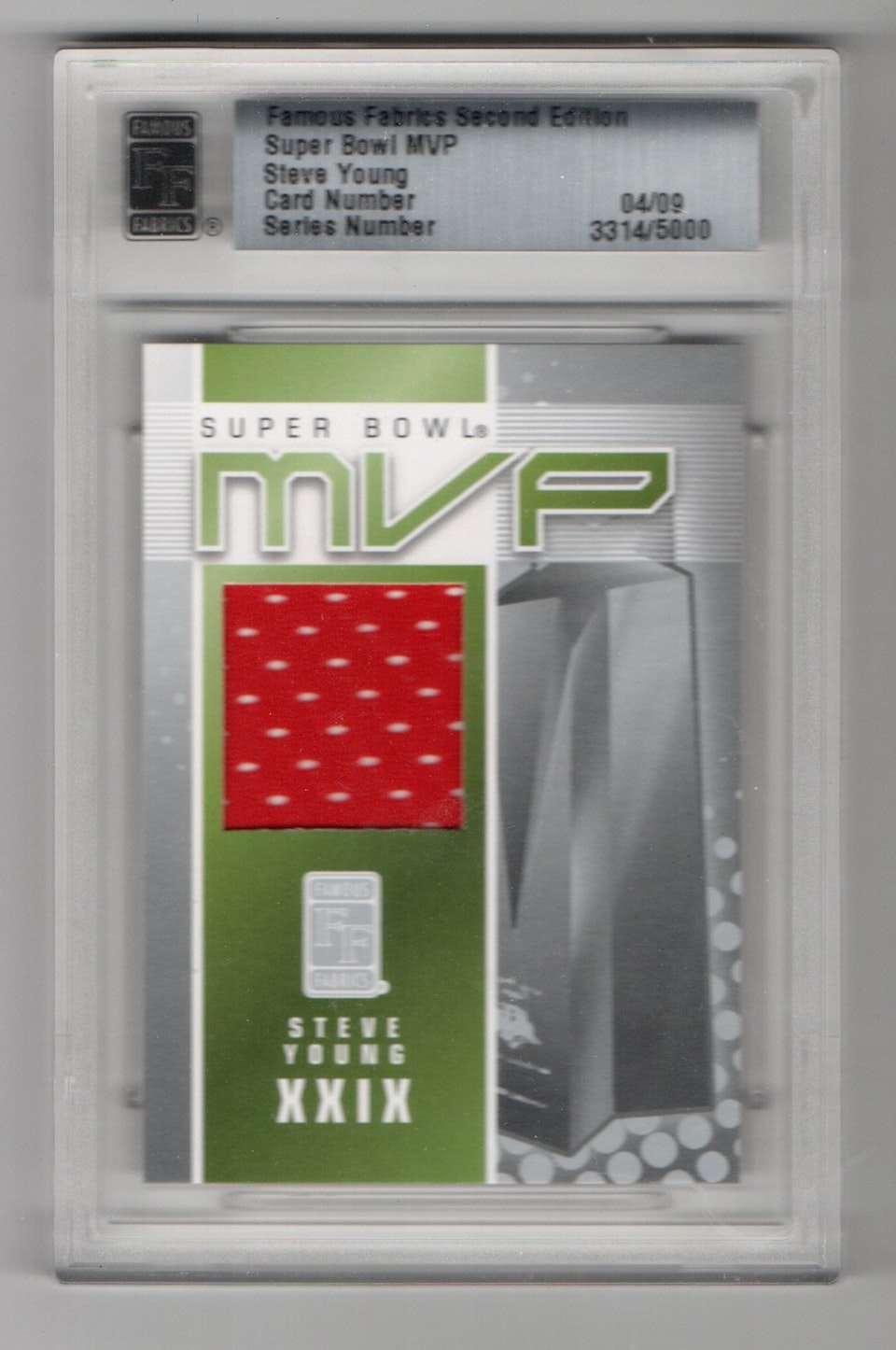 2010-11 ITG Famous Fabrics Super Bowl MVP #0 Steve Young (300-SLABBED2-NFL49ERS)