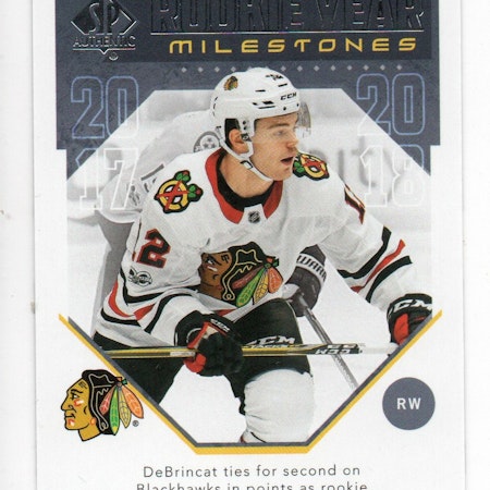 2018-19 SP Authentic Rookie Year Milestones #RYMAD Alex DeBrincat (10-X338-BLACKHAWKS)