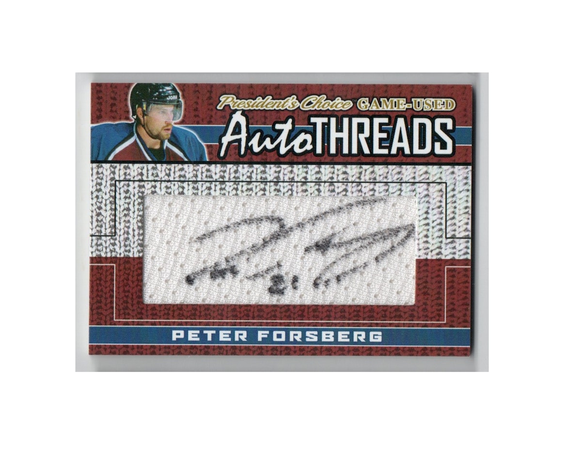 2020-21 President's Choice Autothreads #AT11 Peter Forsberg (1000-X223-AVALANCHE)