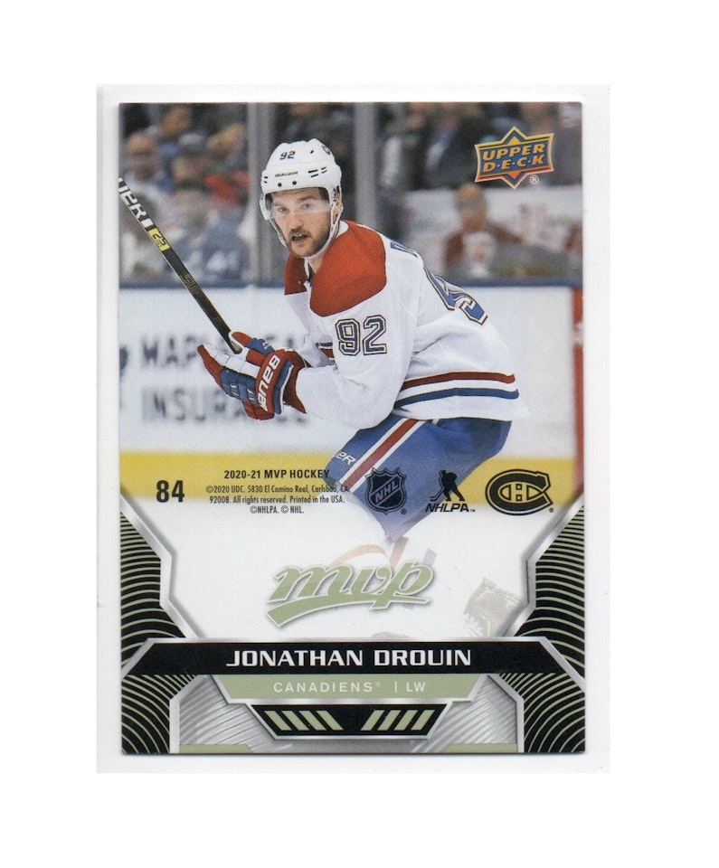 2020-21 Upper Deck MVP Puzzle Back #84 Jonathan Drouin (10-X207-CANADIENS)
