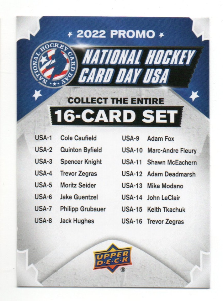 2022 Upper Deck National Hockey Card Day #USA0 Checklist (5-X306-OTHERS)