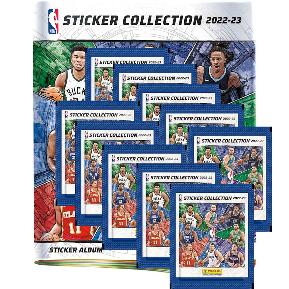 2022-23 Panini NBA Basketball Sticker Collection (Startpaket = 10st Paket + Album)