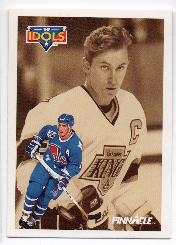 1991-92 Pinnacle #381 Joe Sakic IDOL (Wayne Gretzky) (10-X126-NORDIQUES+NHLKINGS)