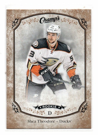 2015-16 Upper Deck Champ's Gold Variant Front #257 Shea Theodore SP (40-X227-DUCKS)