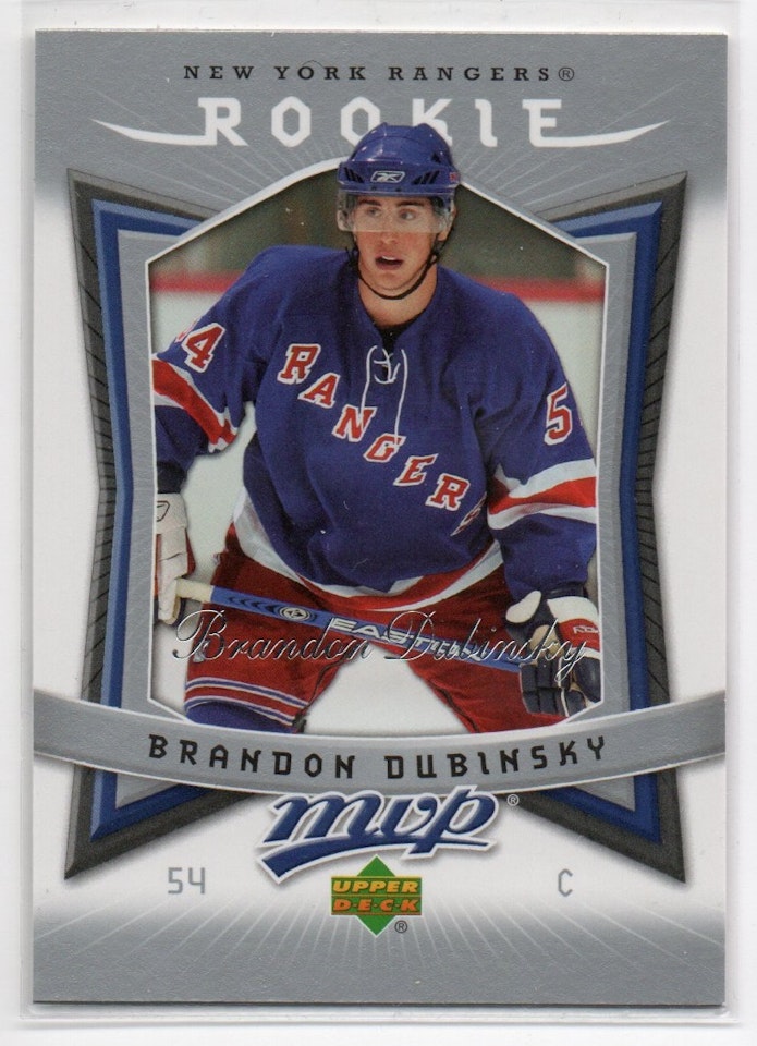 2007-08 Upper Deck MVP #343 Brandon Dubinsky RC (15-X345-RANGERS)