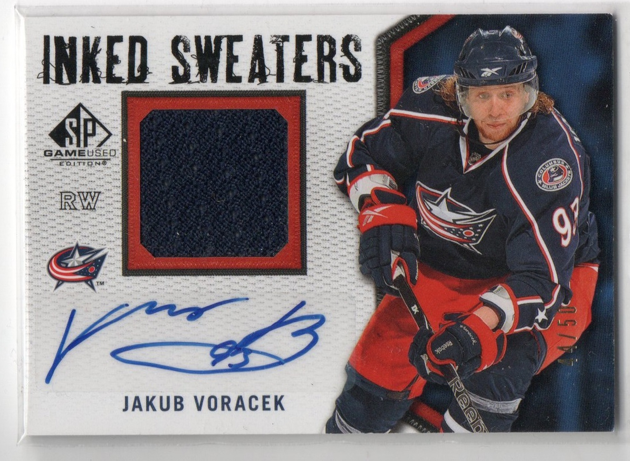 2010-11 SP Game Used Inked Sweaters #ISJV Jakub Voracek (150-X343-BLUEJACKETS)