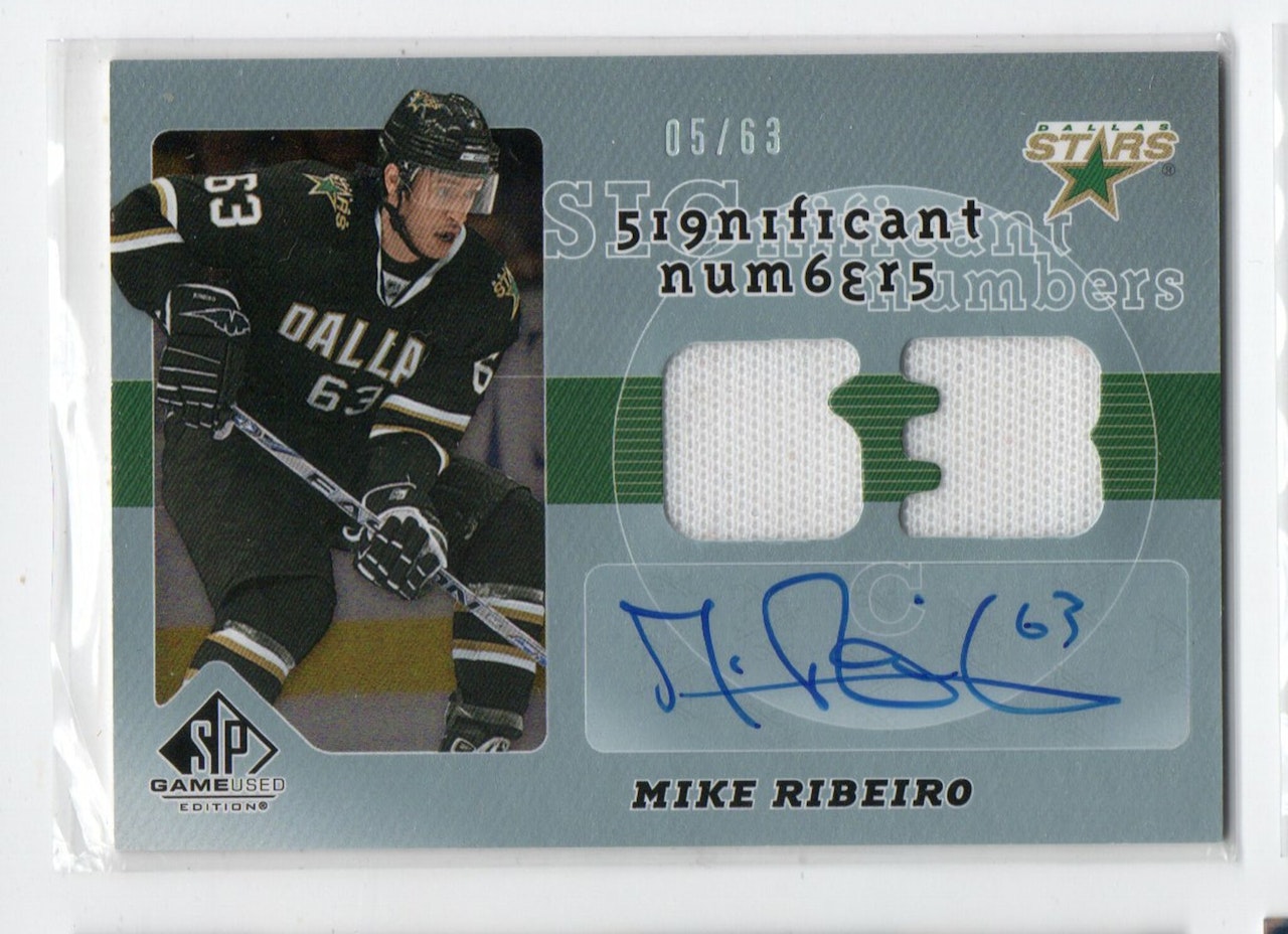 2008-09 SP Game Used SIGnificant Numbers Dual Swatches #SNRI Mike Ribeiro (150-X349-NHLSTARS)