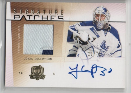 2009-10 The Cup Signature Patches #SPJG Jonas Gustavsson (250-X356-MAPLE LEAFS)