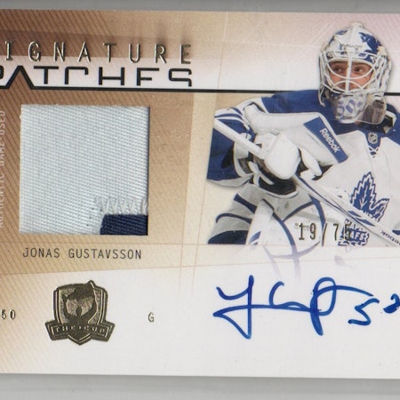 2009-10 The Cup Signature Patches #SPJG Jonas Gustavsson (250-X356-MAPLE LEAFS)