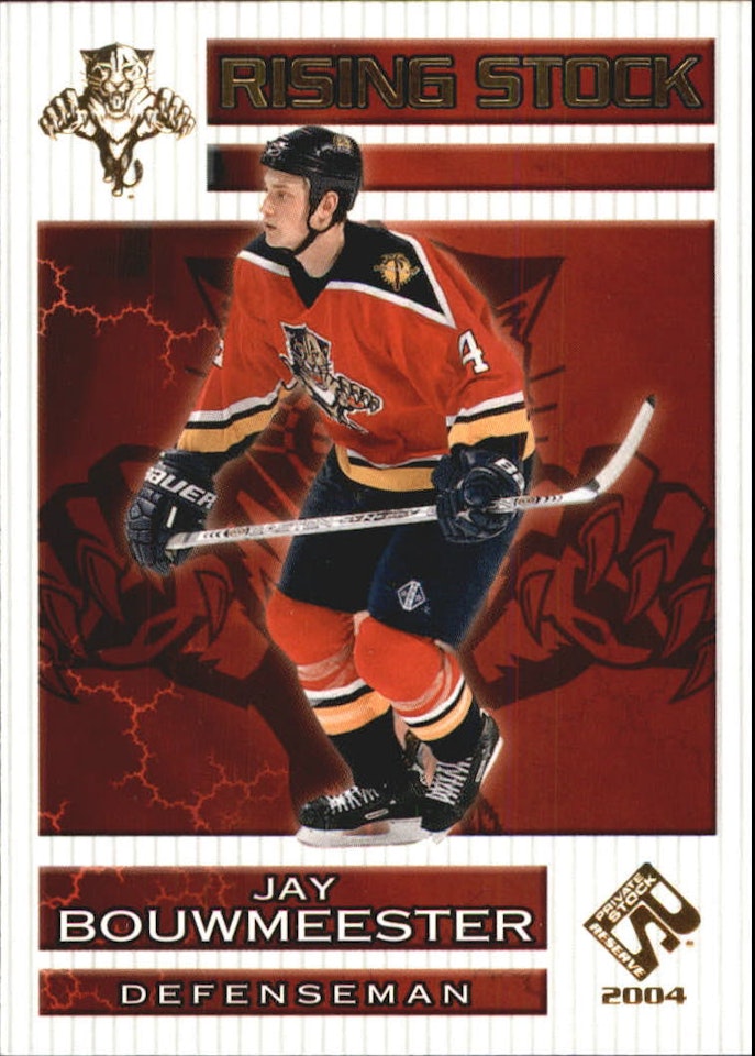 2003-04 Private Stock Reserve Rising Stock #8 Jay Bouwmeester (10-X363-NHLPANTHERS)