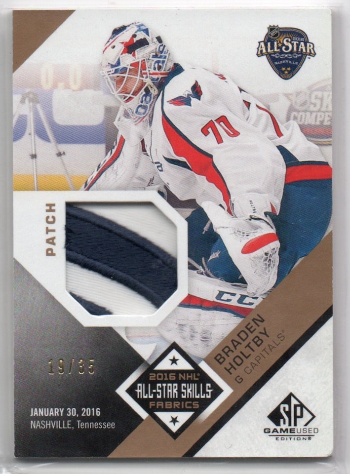 2016-17 SP Game Used All Star Skills Fabrics Patch #ASBH Braden Holtby (100-X368-CAPITALS) SEE RIGHT BOTTOM CORNER