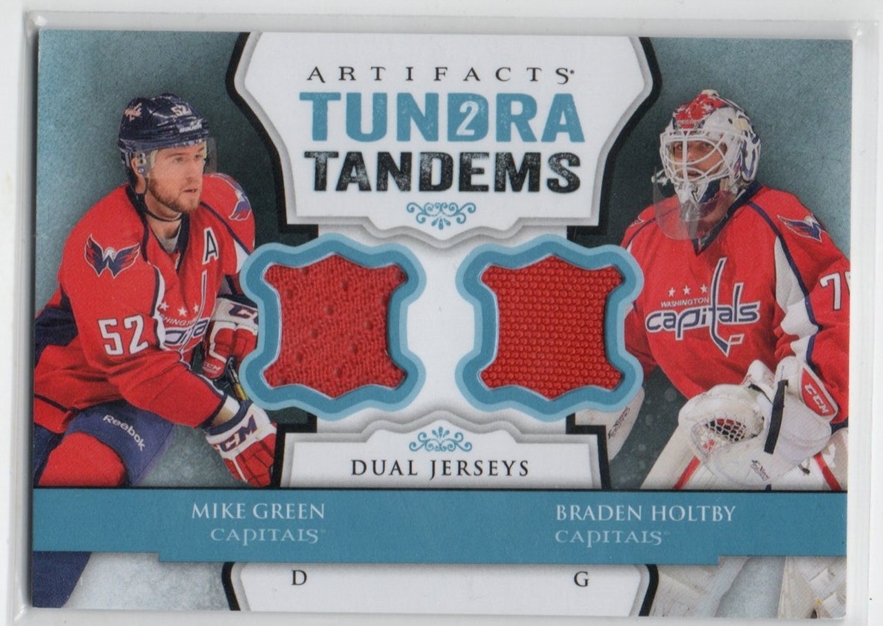 2013-14 Artifacts Tundra Tandems Jerseys Blue #TTGH Mike Green Braden Holtby B (40-14x6-CAPITALS)