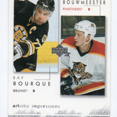 2002-03 UD Artistic Impressions Common Ground #CG7 Ray Bourque Jay Bouwmeester (15-61x8-BRUINS+NHLPANTHERS)