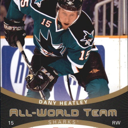 2010-11 Upper Deck All World Team #AW11 Dany Heatley (10-80x7-SHARKS)