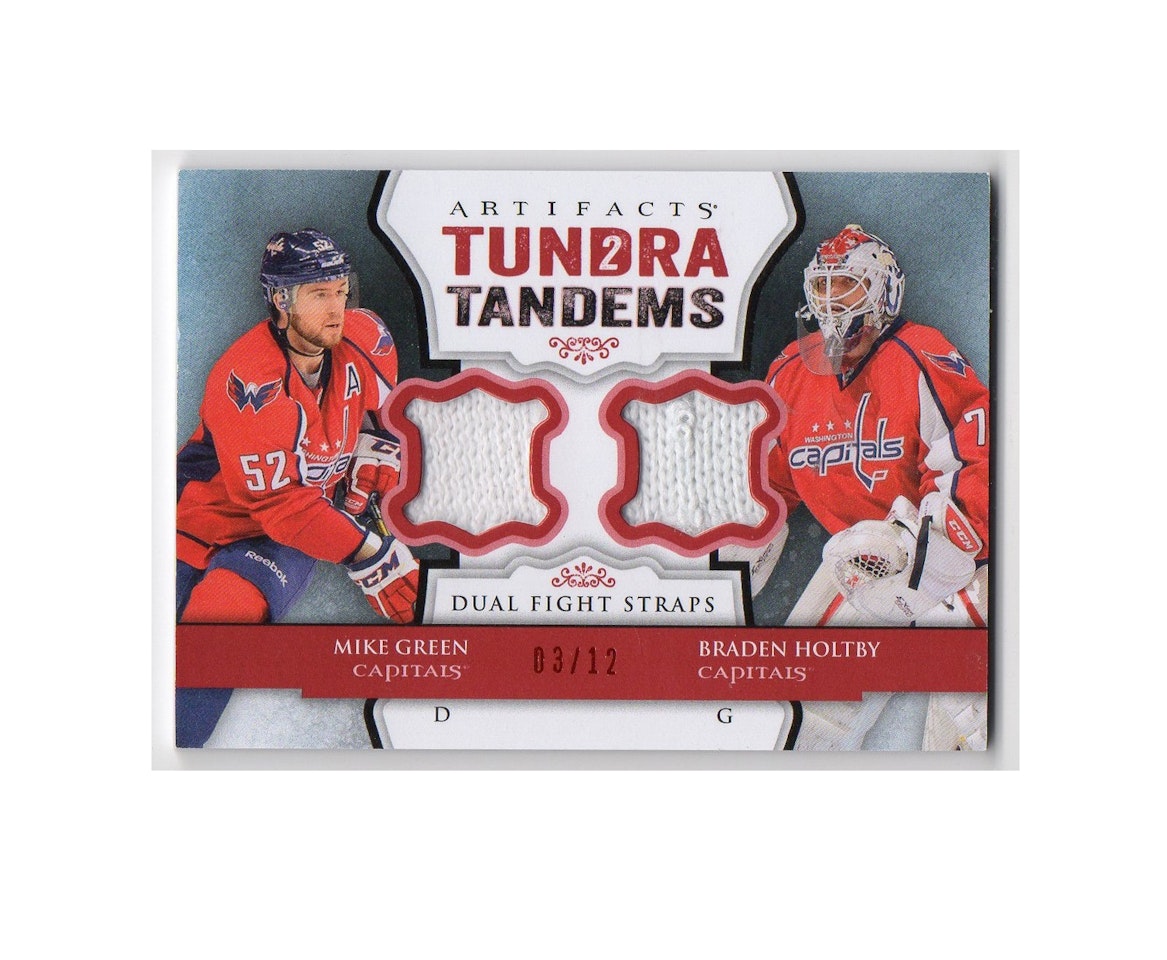 2013-14 Artifacts Tundra Tandems Fight Straps Red #TTGH Mike Green Braden Holtby (300-X89-CAPITALS)