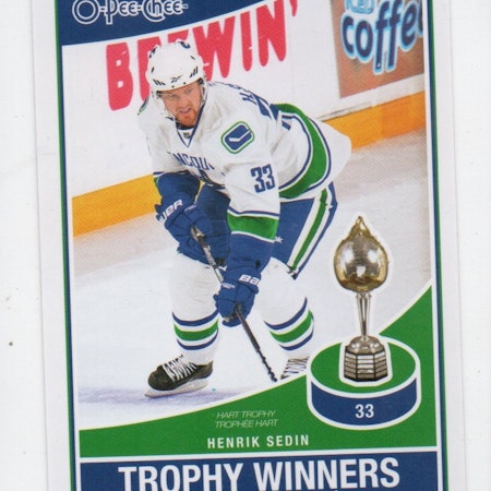 2010-11 O-Pee-Chee Trophy Winners #TW1 Henrik Sedin (12-89x1-CANUCKS)