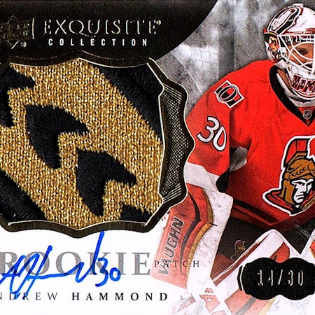 2014-15 The Cup Exquisite Collection Inserts #22 Andrew Hammond JSY AU (500-X78-SENATORS)