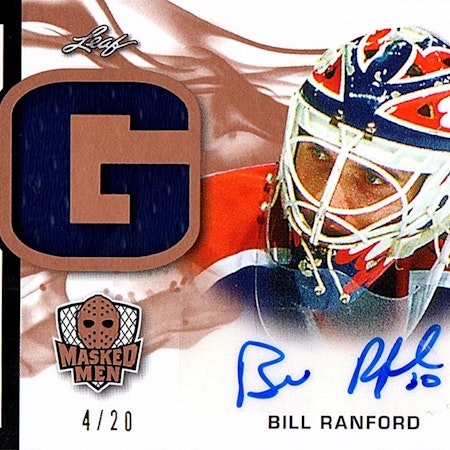 2017-18 Leaf Masked Men Signature Goalies #SGBR1 Bill Ranford (400-X73-OILERS)