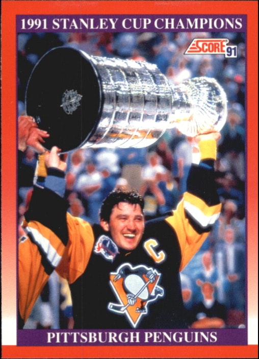 1991-92 Score Canadian Bilingual #315 Stanley Cup Champs (10-96x8-PENGUINS)