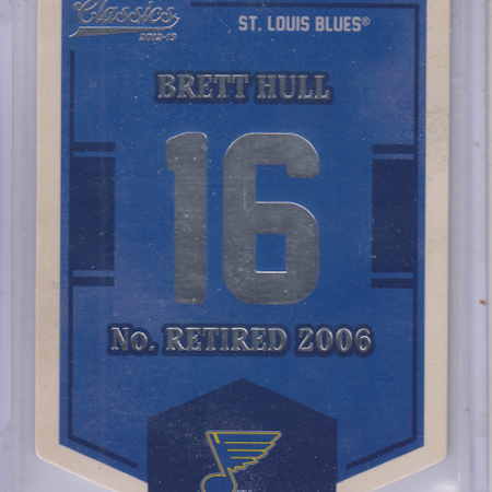 2012-13 Classics Signatures Banner Numbers #64 Brett Hull (40-116x3-BLUES)