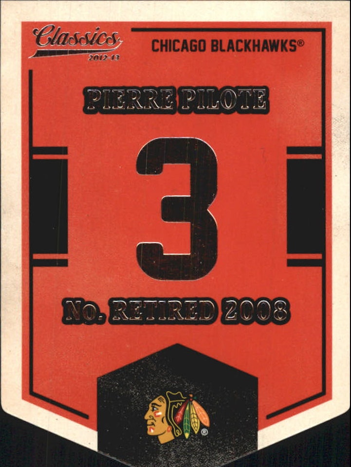 2012-13 Classics Signatures Banner Numbers #74 Pierre Pilote (15-115x5-BLACKHAWKS) (2)