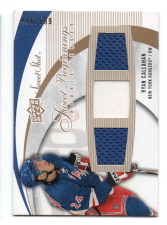 2007-08 Sweet Shot #136 Ryan Callahan JSY RC (40-162x1-RANGERS)